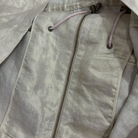 Lafayette 148 New York Linen Full Zip Metallic Beige Gold Jacket Size L - Picture 11 of 11